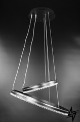 Люстра стельова LED з пультом L23-36937 Чорний A55060/2P(500+300)bk-ch фото наживо, фото в дизайні інтер'єру