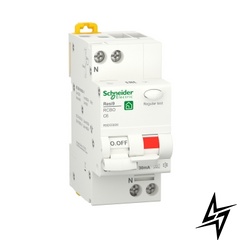 Диференційний автоматичний вимикач Schneider Electric Resi9 6 А 30 мA 1P+N 6кA С тип А R9D55606 фото