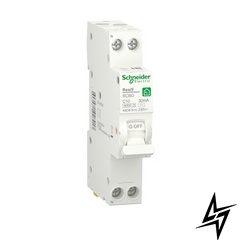 Компактний диференційний автоматичний вимикач Schneider Electric Resi9 10 А 30 мA 1P+N 6кA С тип АС R9D87610 фото