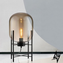 Настольный светильник Glass Oval Amber H50 S23-12355 1xE27 50см Черный/Оранжевый 039022 фото в живую, фото в дизайне интерьера