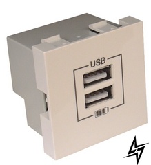 Механізм подвійний USB розетки Logus 45439 SMF CHARGER TYPE A бежевий Efapel фото