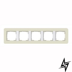 0215417 Рамка з білою підкладкою E3 Пісочний / Білий 5-постова Gira фото