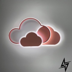 Світлодіодний світильник у вигляді 3-х рожевих хмаринок LE29836 LED 28W 4000K 31x55см Рожевий SC 8 PK фото наживо, фото в дизайні інтер'єру
