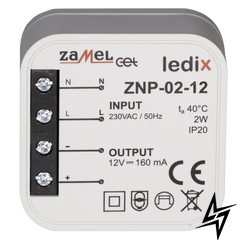 LED блок живлення для роботи з 12V DC 2W прихований монтаж IP 20 ZNP-02-12 LDX10000026 фото наживо, фото в дизайні інтер'єру