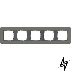 0215423 Рамка с антрацитовой подложкой E3 Темно-серый / Антрацит 5-постовая Gira фото