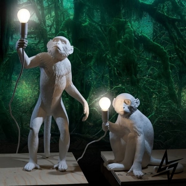Настольный светильник Monkey H54 S23-12367 1xE27 36x54см Белый 037011 фото в живую, фото в дизайне интерьера