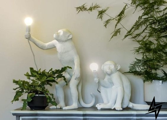Настольный светильник Monkey H32 S23-12368 1xE27 29x32см Белый 037012 фото в живую, фото в дизайне интерьера
