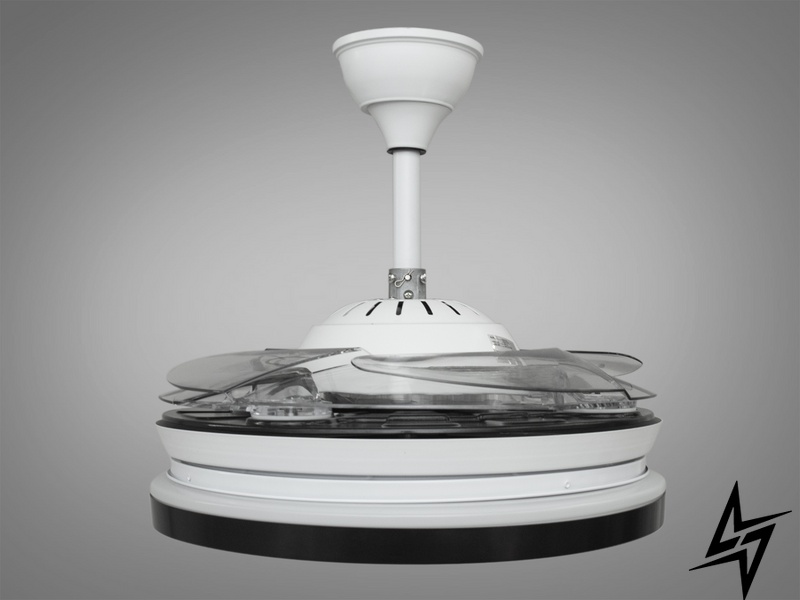 Люстра-вентилятор с пультом D23-33398 Белый/Черный A008 фото в живую, фото в дизайне интерьера