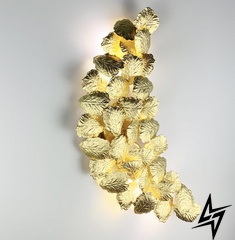 Настенный светильник во флористических мотивах из фактурных листьев LE26318 4xG9 25x60см Медь WB 5040 фото в живую, фото в дизайне интерьера