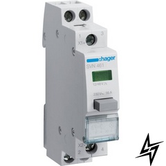 Поворотний кнопковий вимикач SVN461 12 / 48В 16А 2НО з зеленим індикатором Hager фото