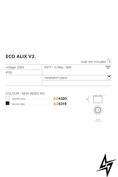 Точечный накладной светильник Azzardo Eco Alix AZ4320 50332 фото в живую, фото в дизайне интерьера