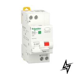 Диференційний автоматичний вимикач Schneider Electric Resi9 20 А 30 мA 1P+N 6кA С тип АС R9D25620 фото