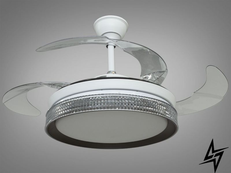 Люстра-вентилятор с пультом D23-33288 Белый/Коричневый A010 фото в живую, фото в дизайне интерьера