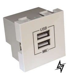 Механізм подвійний USB розетки Logus 45439 SBR CHARGER TYPE A білий Efapel фото