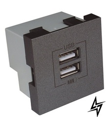 Механизм двойной USB розетки Logus 45439 SIS CHARGER TYPE A серый Efapel фото