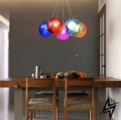 Яскравий підвісний світильник з кольоровими плафонами LE26480 7xG4 Прозорий/Прозорий AA 225 фото наживо, фото в дизайні інтер'єру