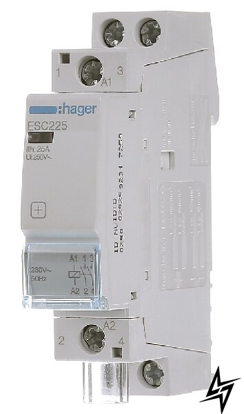 Модульний контактор ERC225 (25A, 2НО, 230В) Hager фото