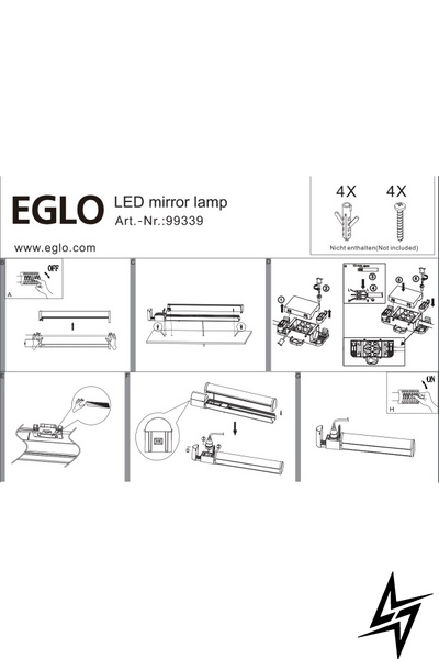 Підсвітка для ванної Eglo 99339 LED 37129 фото наживо, фото в дизайні інтер'єру