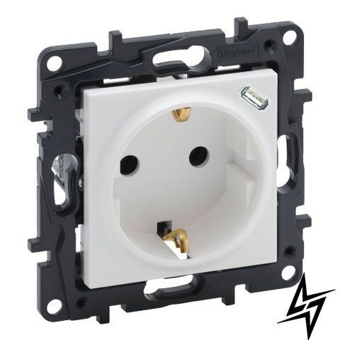 Розетка із з/к 16 A+USB Тип C 1,5 A 250 В автоматичні клеми NILOE STEP Legrand 864127 колір білий фото