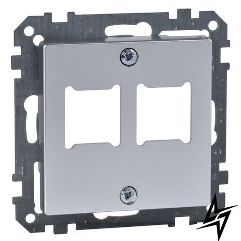 Панель телекомунікаційної розетки Schneider Electric MTN291260 Merten System M, RJ11, RJ45, алюміній фото