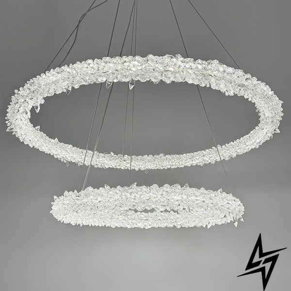 Подвесная LED люстра хрустальная 60+40 см хромированная 26-0081 фото