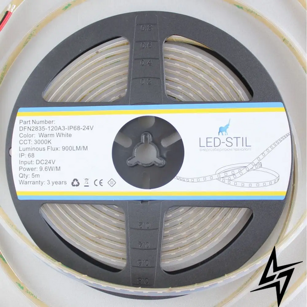 LED лента LED-STIL 3000K, 9,6 W, 2835, 120 шт, IP68, 24V, 900LM DFN2835-120A3-IP68-24V фото