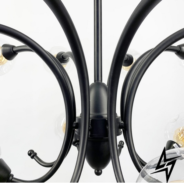 Дизайнерская подвесная люстра с двойным плафоном LE25330 9xG9 80см Черный/Прозрачный ZL 1427 фото в живую, фото в дизайне интерьера