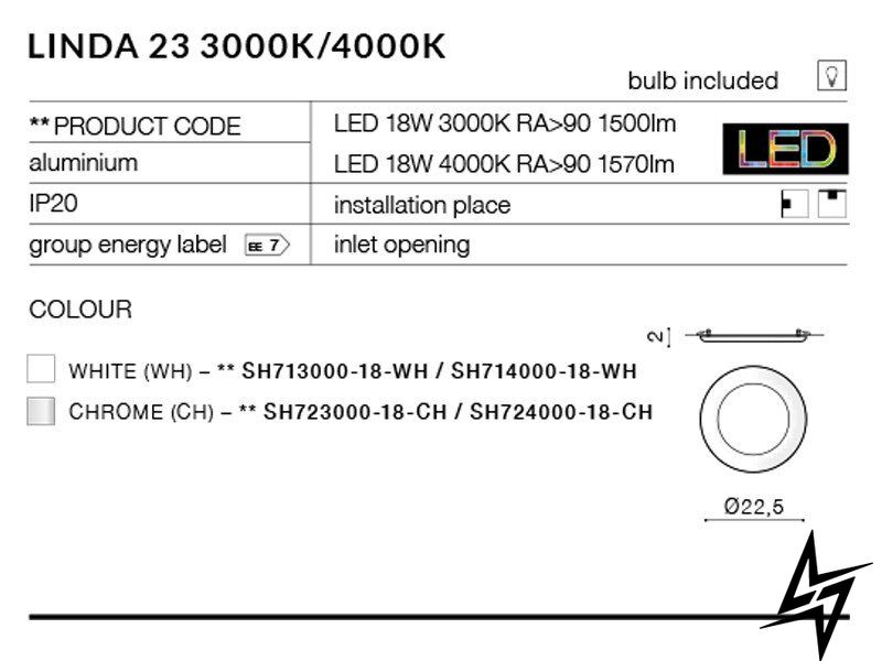 Точковий врізний світильник Azzardo Linda AZ2244 LED 23847 фото наживо, фото в дизайні інтер'єру