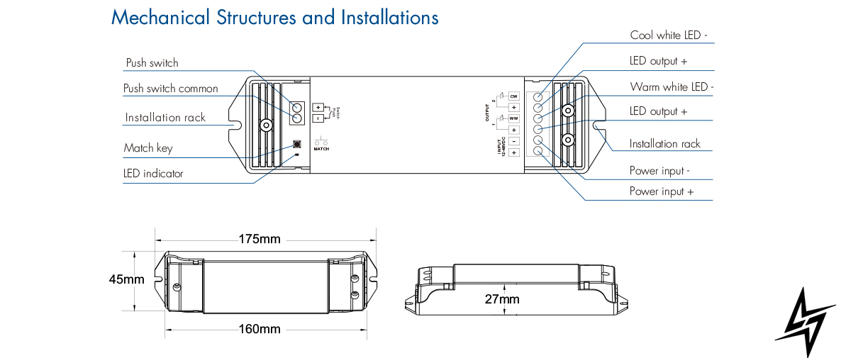 LED-контроллер DEYA 12-48VDC, 8A*2CH, PUSH-DIM V2-L V2-L фото