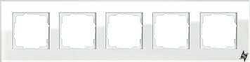 021512 Рамка Esprit Белое стекло 5-постовая Gira фото