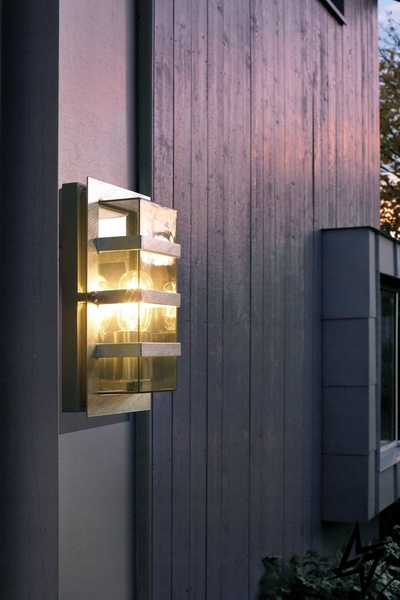 Настенный фасадный уличный светильник Norlys Boden 862GA 27956 фото в живую, фото в дизайне экстерьера
