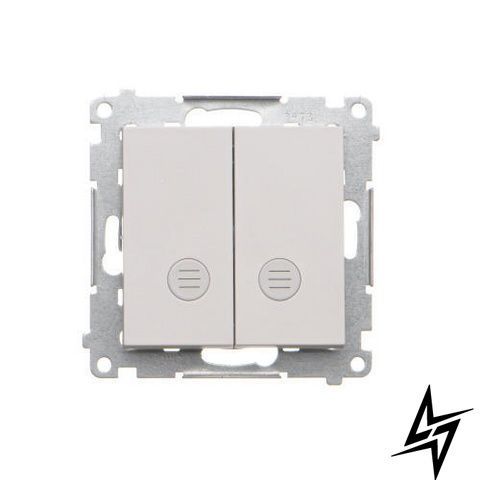 2-клавишный выключатель с подсветкой Simon TW5L2.01/114 55, светло-серый матовый, 10 AX, 250 В фото
