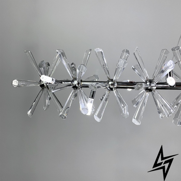 Подовжена срібна дизайнерська люстра ALMA з кристалами LE41207 15xG4 15x100см Хром NO 4-1000L CR фото наживо, фото в дизайні інтер'єру