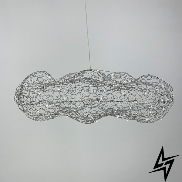Дизайнерська декоративна срібна люстра-хмаринка LED CLOUD LE41057 45x80см Хром MJ 83 CH фото наживо, фото в дизайні інтер'єру