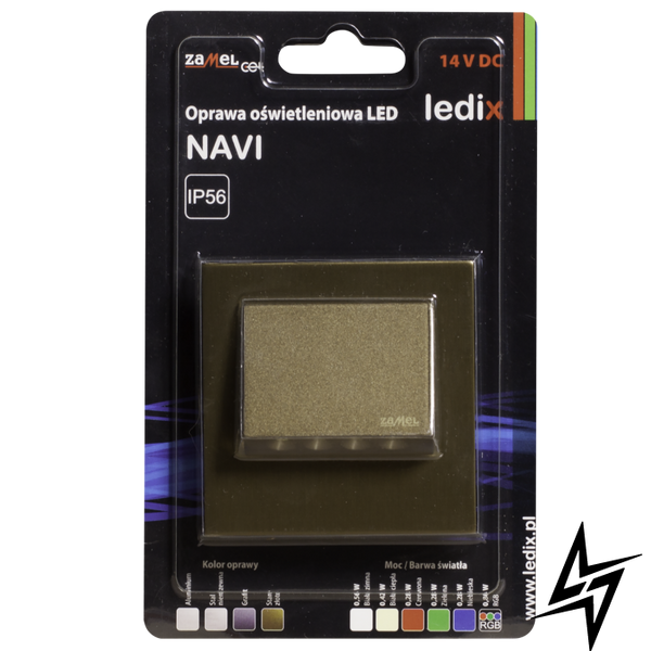 Настенный светильник Ledix Navi с рамкой 11-211-46 врезной Старое золото RGB 14V ЛЕД LED11121146 фото в живую, фото в дизайне интерьера