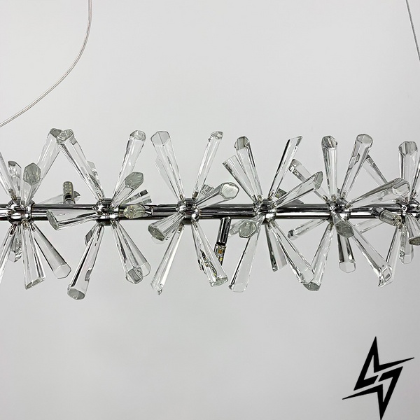 Удлиненная серебряная дизайнерская люстра ALMA с кристаллами LE41207 15xG4 15x100см Хром NO 4-1000L CR фото в живую, фото в дизайне интерьера