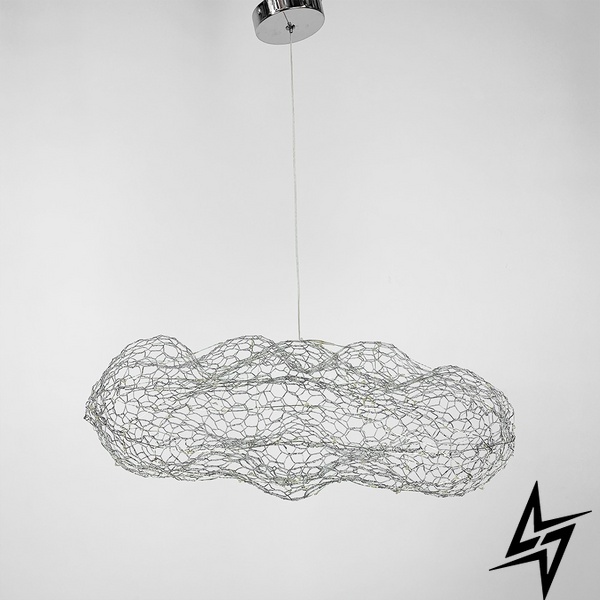 Дизайнерская декоративная серебряная люстра-облачка LED CLOUD LE41057 45x80см Хром MJ 83 CH фото в живую, фото в дизайне интерьера