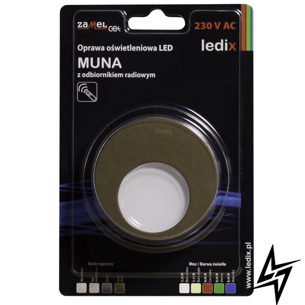 Настенный светильник Ledix Muna 02-224-41 врезной Старое золото 5900K с радиоприемником ЛЕД LED10222441 фото в живую, фото в дизайне интерьера