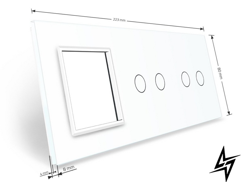 Сенсорная панель комбинированная для выключателя 4 сенсора 1 розетка (2-2-0) Livolo белый стекло (C7-C2/C2/SR-11) фото