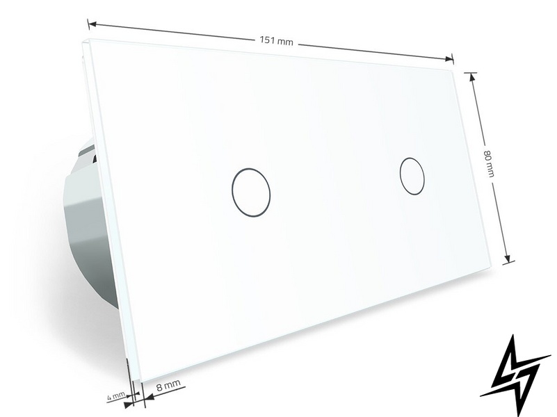 Сенсорный радиоуправляемый выключатель 2 сенсора (1-1) Livolo белый стекло (VL-C701R/C701R-11) фото