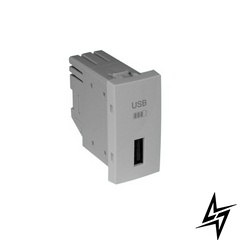 Одинарний зарядний пристрій USB типу A 1-мод Срібло 45383 SPR Efapel Quadro 45 фото