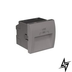 Подвійний зарядний пристрій USB типу A із розетками на 20 гр - 2мод Алюміній 45384 SAL Efapel Quadro 45 фото
