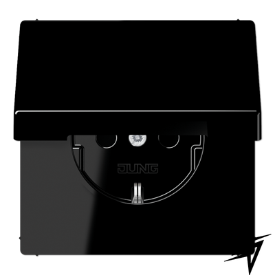 Розетка SCHUKO с заземлением и крышкой JUNG LS1520KLSW LS 990 16 А, черная глянцевая LS1520KLSW фото