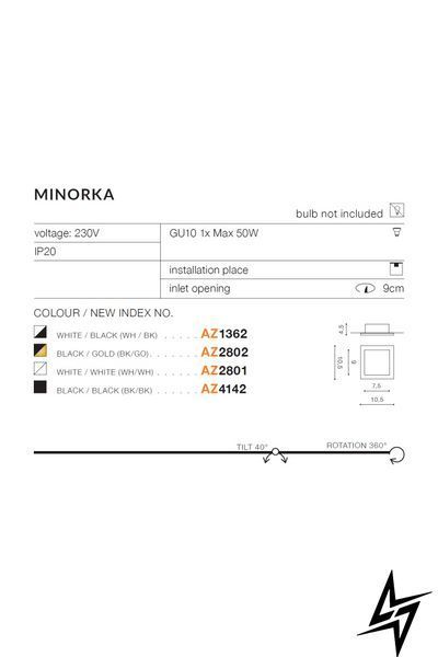 Точечный встраиваемый светильник Azzardo Minorka AZ4142 черный GU10 AZ4142 фото