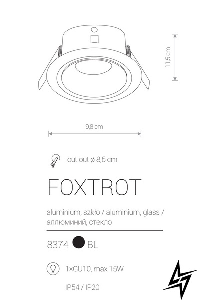 Точечный врезной светильник Nowodvorski Foxtrot 8374 30910 фото в живую, фото в дизайне интерьера
