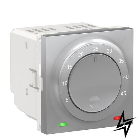 Термостат Schneider Electric NU350330 Unica New, алюміній, матовий, 10 А, IP20 фото