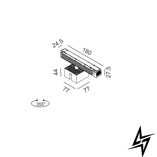LTX 06.WIN.3.930.BK.2G Трековий cвітильник IN_LINE WIN, 77x77mm, H44mm, CREE LED 3W, 3000K, 180Lm, 27&deg;, CRI>90, 48V, 2-х групний, Вкл./Викл., IP20, glass, чорний фото