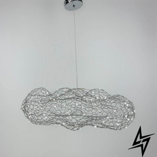 Дизайнерская декоративная серебряная люстра-облачка LED CLOUD LE41058 50x100см Хром MJ 83 CH фото в живую, фото в дизайне интерьера