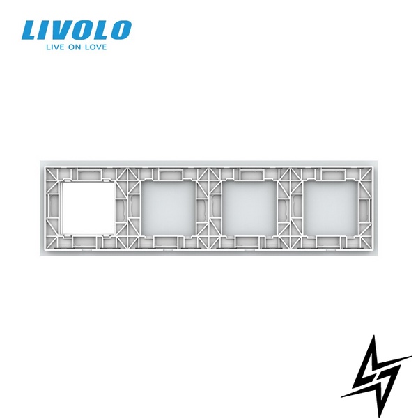 Панель-заготовка для сенсорного выключателя 4 места 1 розетка (Х-Х-Х-0) Livolo белый (C7-CX/CX/CX/SR-11) фото
