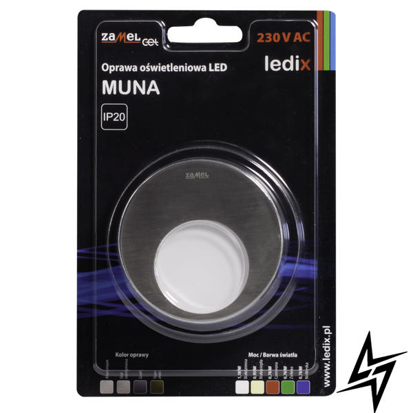 Настенный светильник Ledix Muna 02-221-21 врезной Сталь 5900K ЛЕД LED10222121 фото в живую, фото в дизайне интерьера